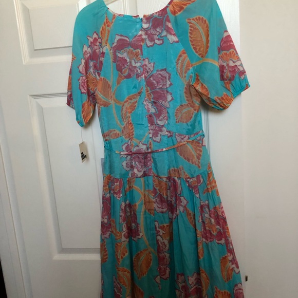 Floral Midi Dress in Blue & Fushia by The Good Journey Sz Small - Picture 6 of 13